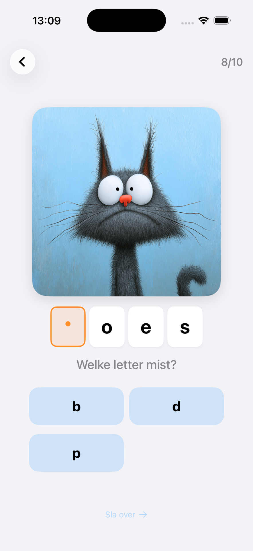 Welke letter mist?